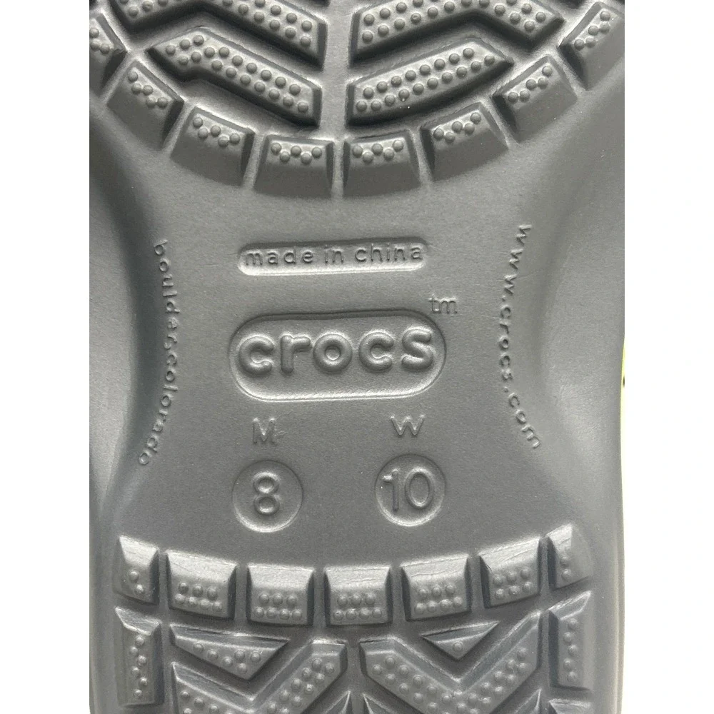 Crocs Crocband Flip Flops Charcoal Grey Lime Green Mens 8 Womens 10 Sandals NEW!